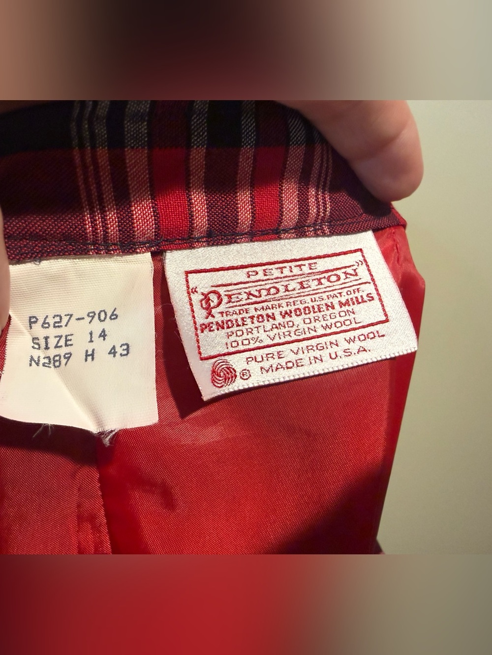 Vintage PENDLETON Skirt 100% Virgin Wool tartan Plaid A Line 14 Made in USA Red - Picture 4 of 9